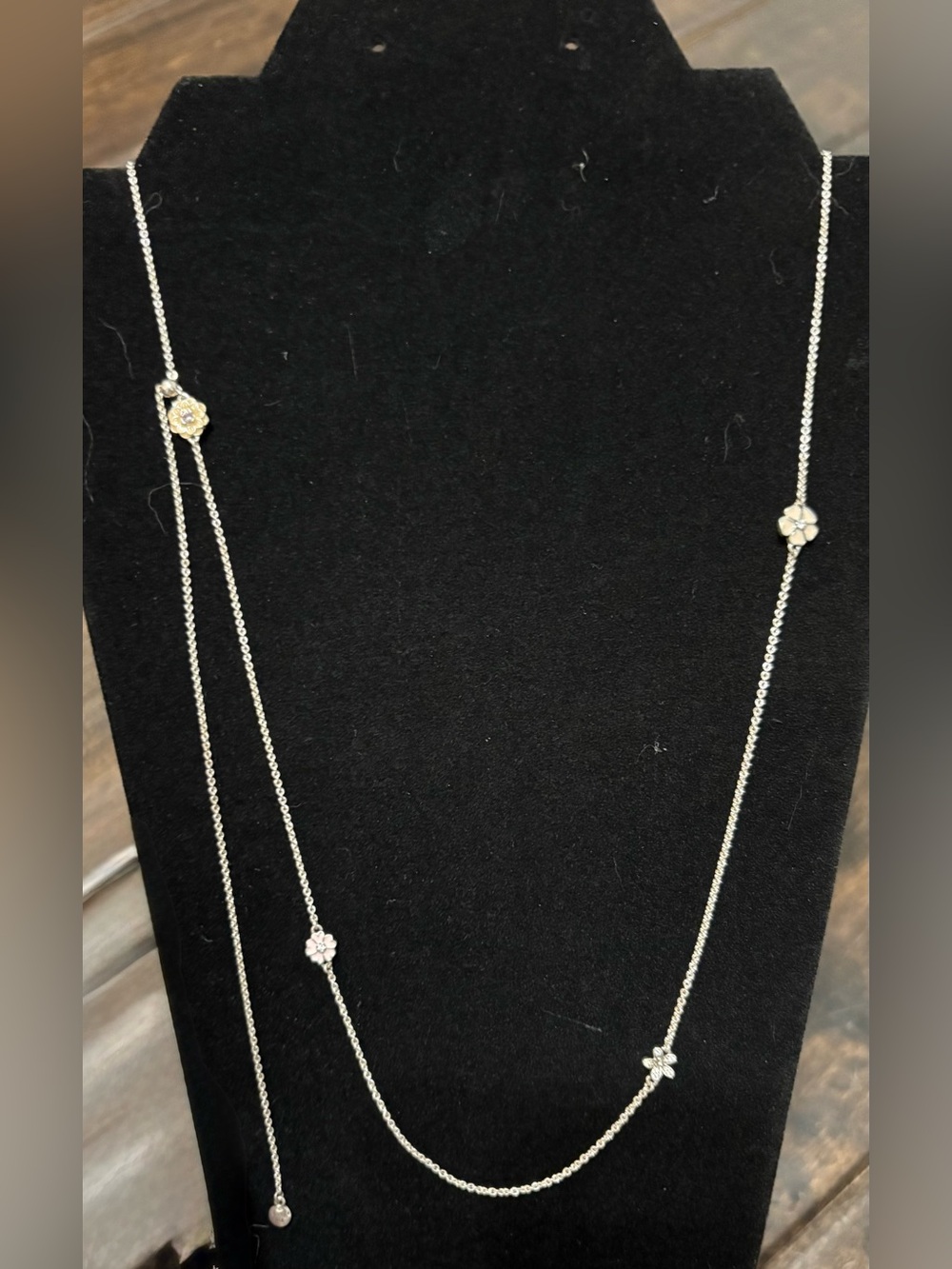 Pandora Sterling 925 Silver Poetic Blooms Bolo Necklace 590518ENMX-.22